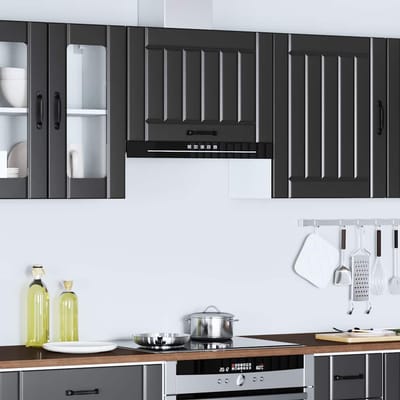 vidaXL - Keukenbovenkast - Lucca - bewerkt - hout - zwart