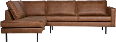 WOOOD Rodeo Hoekbank Links - Recycle Leer - Cognac - 85x266x86