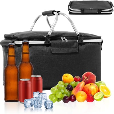 Unyqoos® Opvouwbare boodschappentas met ritssluiting en thermofunctie voor picknick