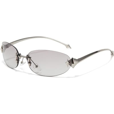 Y2k Frameloze Zonnebril voor Dames Mode Retro Ovalen Zonnebril High-End Luxe Ontwerp Trendy Accessoire