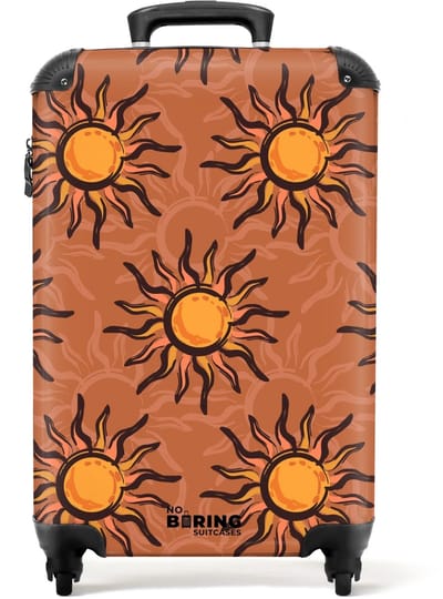 NoBoringSuitcases.com - Koffer - Zonnetjes patroon - Past binnen 55x40x20 cm en 55x35x25 cm - Trolley handbagage - Valiezen met wieltjes volwassenen - Reiskoffer op wielen - Rolkoffer lichtgewicht