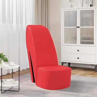 Chaise - Chaise forme chaussure talon haut - Similicuir rouge - Design contemporain - Charge 110 kg rouge