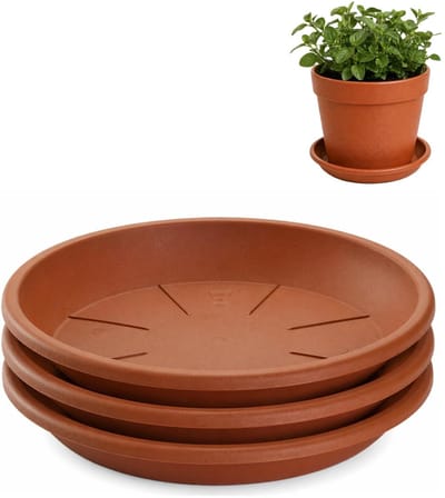 Plasticforte plantenpot onder schotel / water opvang schaal - 3x - terra - Dia 16 cm - Kunststof - voor pot met Dia 20/22 cm