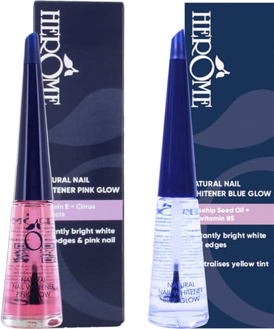 Herome Combi-Pack Natural Nail Whitener Pink Glow + Natural Nail Whitener Blue Glow - 2*10ml.