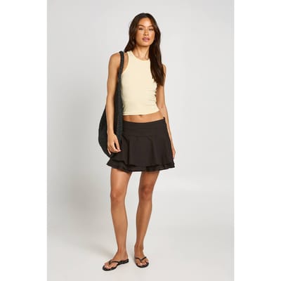 boohoo Dames Lange Linnen-look Rara Rok | Black | Maat: 8
