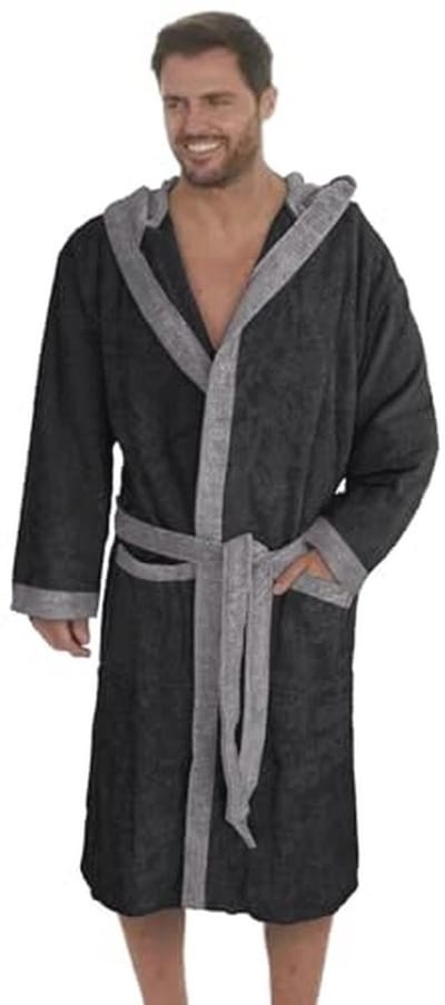 Trendy katoenen badjas voor heren in zwart/grijs - ultiem comfort en stijl