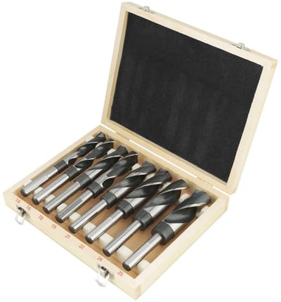 aladdien - HSS-spiraalborenset - 8-delige set - Duurzaam en industrieel - Houten etui - Voor timmerman en doe-het-zelvers - Krachtige boren voor div...