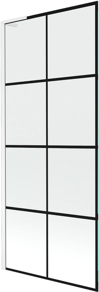 Mexen Next L badwand 1-delig 80 x 150 , zwart rooster, wit - 895-080-000-03-77-20
