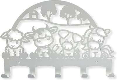 Metalen Kinderkapstok – Boerderij Thema – 5 Haken – Duurzaam & Makkelijk te Bevestigen