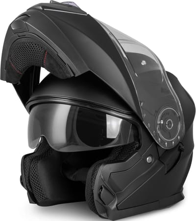 VINZ Santos Systeemhelm - Motorhelm ECE 22.06 Gekeurd - Scooterhelm & Brommerhelm - XS tm XXL - Mat Zwart - XS