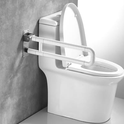 Opvouwbare toiletsteun - Veiligheidshandgreep badkamer - Ondersteuning bij toilet - Flip-up ontwerp - 60 cm - Wit