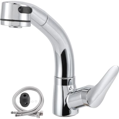 G1/2 Uittrekbare Badkamer Wastafelkraan 360 Graden Draaibaar Hef Type Warm en Koud Water Mengkraan white