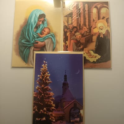 6 Kerst Religieus Wenskaarten - Winter Kerk Sneeuw Kerkelijk Wenskaart - Kerstmis - Christmas - Weihnachten - Noel - Rechthoek 11,5x17cm - Met Envelop