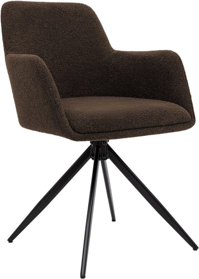 CLP Olema Eetkamerstoel - draaibaar - met armleuning - metalen frame - Teddy Stof/bruin