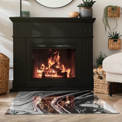 Coloray Vloerplaat Houtkachel - Plaat voor Onder Houtkachel - 100 cm x 70 cm - Open Haard Accessoires - Zwart en wit Vloerplaat Kachel - Vloerplaat Voor Kachel - Plaat onder Houtkachel - Kachel Onderplaat - Plaat Kachel