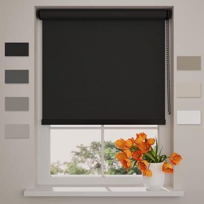DTCH® Rolgordijn Verduisterend - Easy Royal - Zwart - 40 x 190 cm - Rolgordijn zonder boren - Maten van 40 t/m 240 cm breed