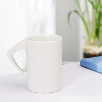 Tasse en Céramique Inversée Créative Tasse à Eau Littéraire pour Bureau Café Lait Tasse Publicitaire Cadeau 301-400ml white