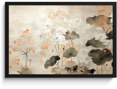 Poster in lijst - Fotolijst 60x40 cm - Posters - Bloemen - Japandi - Wabi sabi - Posterlijst zwart - Decoratie - Wanddecoratie woonkamer - Muurdecoratie slaapkamer