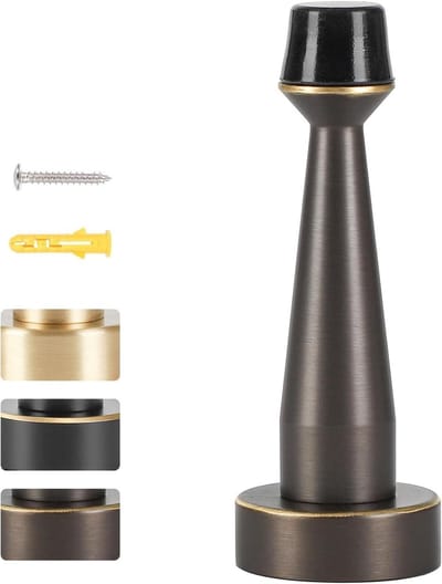 Messing Deurstop - Muurstopper - Deur en muur beschermen - Massief messing constructie - 8 cm hoog - Bruin goud