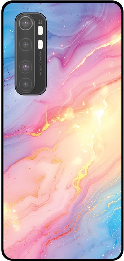 Smartphonica Telefoonhoesje Geschikt voor Xiaomi Mi Note 10 Lite met Regenboog Glitter Marmer Opdruk - TPU Backcover Case Rainbow Glitter Marble Design geschikt voor Xiaomi MI Note 10 Lite