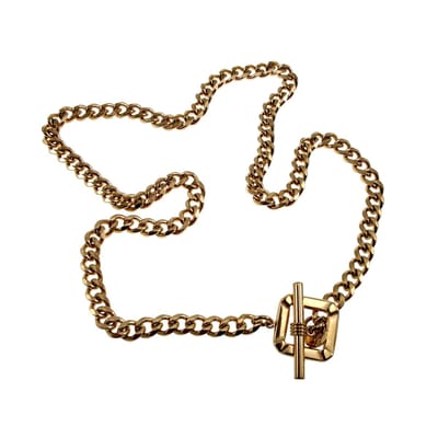 Dottilove Cubaanse Design -Damesketting met Vierkante T-Sluiting, Ketting Dames, Verguld Roestvrij Staal - Lengte 43cm