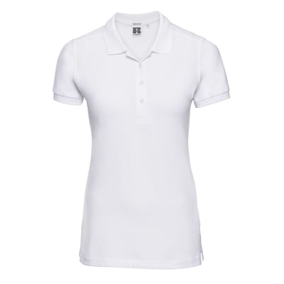 Russell Dames/Dames Piqué Stretch Poloshirt (Wit)
