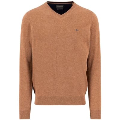 Fynch-Hatton Trui V-Neck Merino Cashmere Hazel / male
