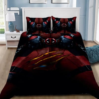 Deadpool Dekbedovertrek Kussensloop Wolverine Beddengoed Set Volwassen Jongen Meisje Slaapkamer Decoratie Kinder Cadeau Enkel Dubbel Grote Maat 180*220cm 3pcs