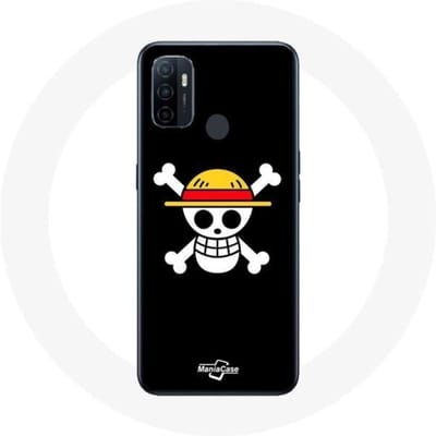 Coque - Maniacase - Oppo A53 - One Piece Manga Tete de Mort - Souple - Noir noir