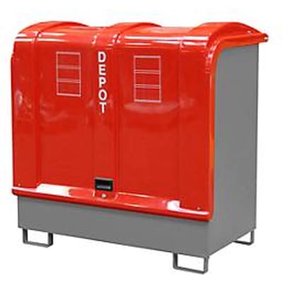 Gevaarlijke stoffen depot type GD-B BAUER, staal, L 1460 x B 830 x H 1460 mm, opvangcapaciteit 220 liter, muisgrijs RAL 7005