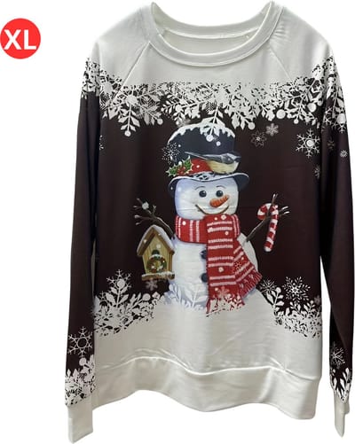 Bovista Kersttrui - Dames - Foute Kersttrui - Christmas Sweater - Kerst Sweater - Christmas Jumper - Pyjama - Pullover - Sneeuwpop - Koffie - Maat XL