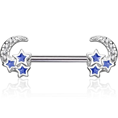 Tepelpiercing maan met sterren 1.6x14 - LMPiercings