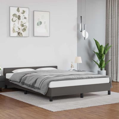 vidaXL - Bedframe - met - hoofdeinde - zonder - matras - 140x190 - cm - grijs