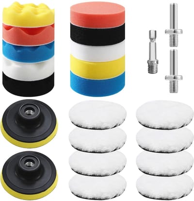 Polijstsponspads set 80 mm - 23-delige polijstset voor auto, slijpen en waxen