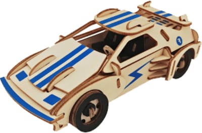 Raceauto streep - 3D Puzzel met Handleiding - DIY - Miniatuur Modelbouw Hout Kinderen en Volwassenen - Houten bouwpakket - Assemblr