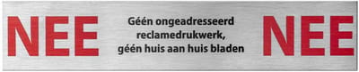 Brievenbusbordje - RVS geborsteld - RVS - GPF - RVS brievenbusbordje 'Nee/Nee' rechthoekig