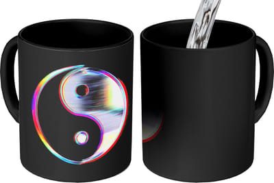 Magische Mok - Foto op Warmte Mokken - Koffiemok - Yin-Yang - Cirkel - Regenboog - Magic Mok - Beker - 350 ML - Theemok