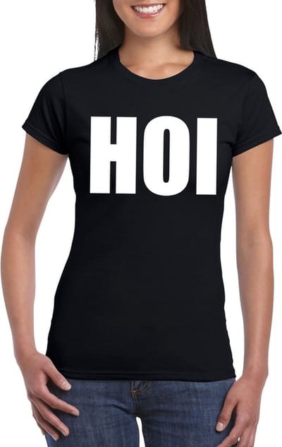 Hoi tekst t-shirt zwart dames S