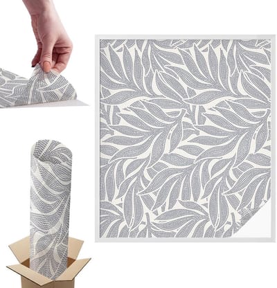 Tulup Raamfolie Anti inkijk - Bladdruppels Anti inkijk Raamfolie - 100x116 cm - Grijs Raamfolie Tegen inkijk - Zelfklevende Anti inkijk Folie Glas in Lood - Voor de woonkamer, slaapkamer en kantoor - Zonwerende Raamfolie Glas in Lood