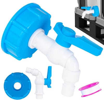 Garronda IBC kraan set S60x6 - 1/2 inch kogelkraan - complete set - met PTFE afdichtingstape - adapter - voor IBC-tank en Mauser - afvoerkraan - GD-0215