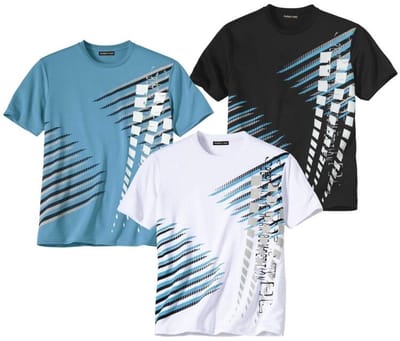 ATLAS FOR MEN - Set van 3 graphic sport T-shirts - Heren - Verkrijgbaar in grote maten - 5XL