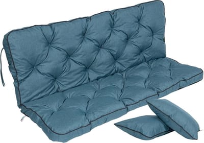 TexDeko® ECO-LEN Bankkussen met rugleuning, voor schommelbank, tuinschommelkussen, gezellig zitkussen, tuinbankkussen, bekleding, waterafstotend, uv-bestendig, 170 x 49 x 56 cm, turquoise