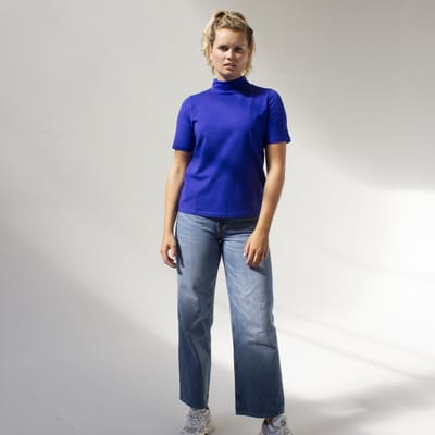 MOOI! Company - Dames T-shirt - MAARTJE - Turtleneck - Losse pasvorm - kleur Queen Blue- XS
