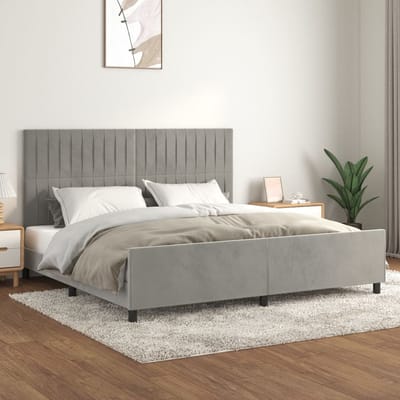 vidaXL - Bedframe - zonder - matras - 200x200 - cm - fluweel - lichtgrijs