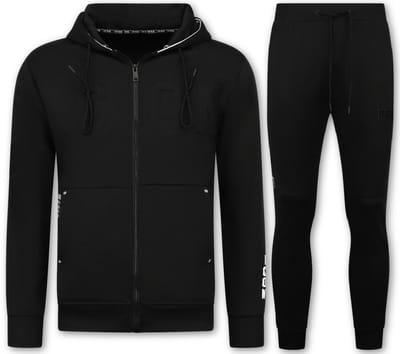 Heren Trainingspakken - ICON Joggingpak Heren Volwassenen - Heren Huispak - Tracksuit Heren - 6153 - Zwart