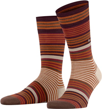 Burlington Stripe gedessineerd wol sokken heren rood - maat 40-46