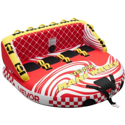 VEVOR Drijvende Buizen voor Boating, 4-rijder Drukvervormbare Drijvende Buizen voor Boottrekken, Capaciteit 308 kg Water Sport Boating Buizen - met Volledige Nylon Verf, Dubbele Trekpunten, Veiligheidsklep & Gevulde Handgrepen