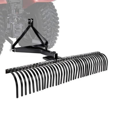 VEVOR Verticuteermachine, 1830 mm werkbreedte, gazontractorhark met 36 robuuste stalen tanden, tractorcompatibele tuinhark met driepuntsophanging, gazonbeluchter, ideaal voor bodembewerking en gazonverzorging