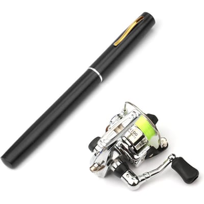 Opvouwbare hengelmolen combo mini pen hengelset telescopische hengel spinmolen 1.4m