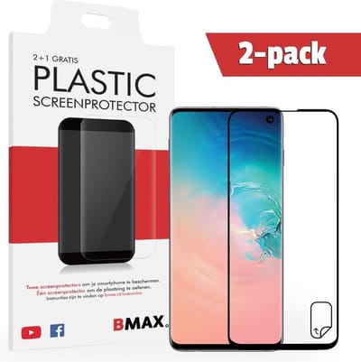 2-pack BMAX geschikt voor Samsung Galaxy S10 Screenprotector | Full Cover Beschermfolie | Werkt met Vingerafdruk | Ultra Clear PET | Onzichtbaar Display Folie